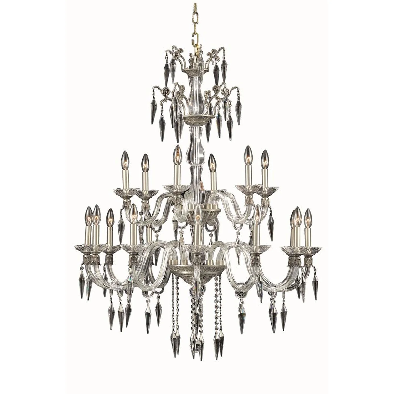 Pewter 18-Light Chandelier with Elegant Cut Crystal - Image 1