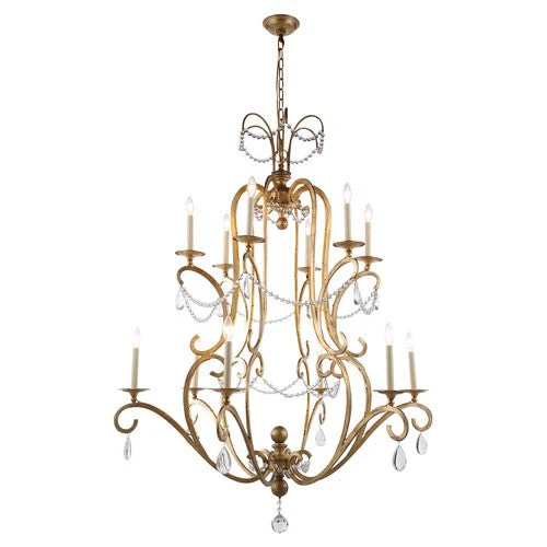 Golden Iron 43-Inch 12-Light Chandelier - Image 1