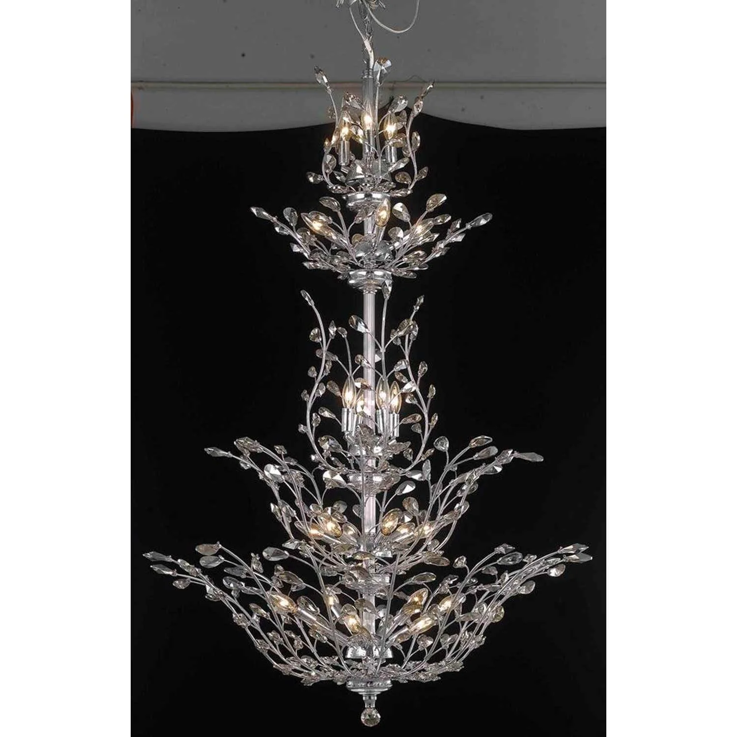 Orchid Chrome 18-Light Chandelier with Golden Teak Royal Cut Crystal - Image 1