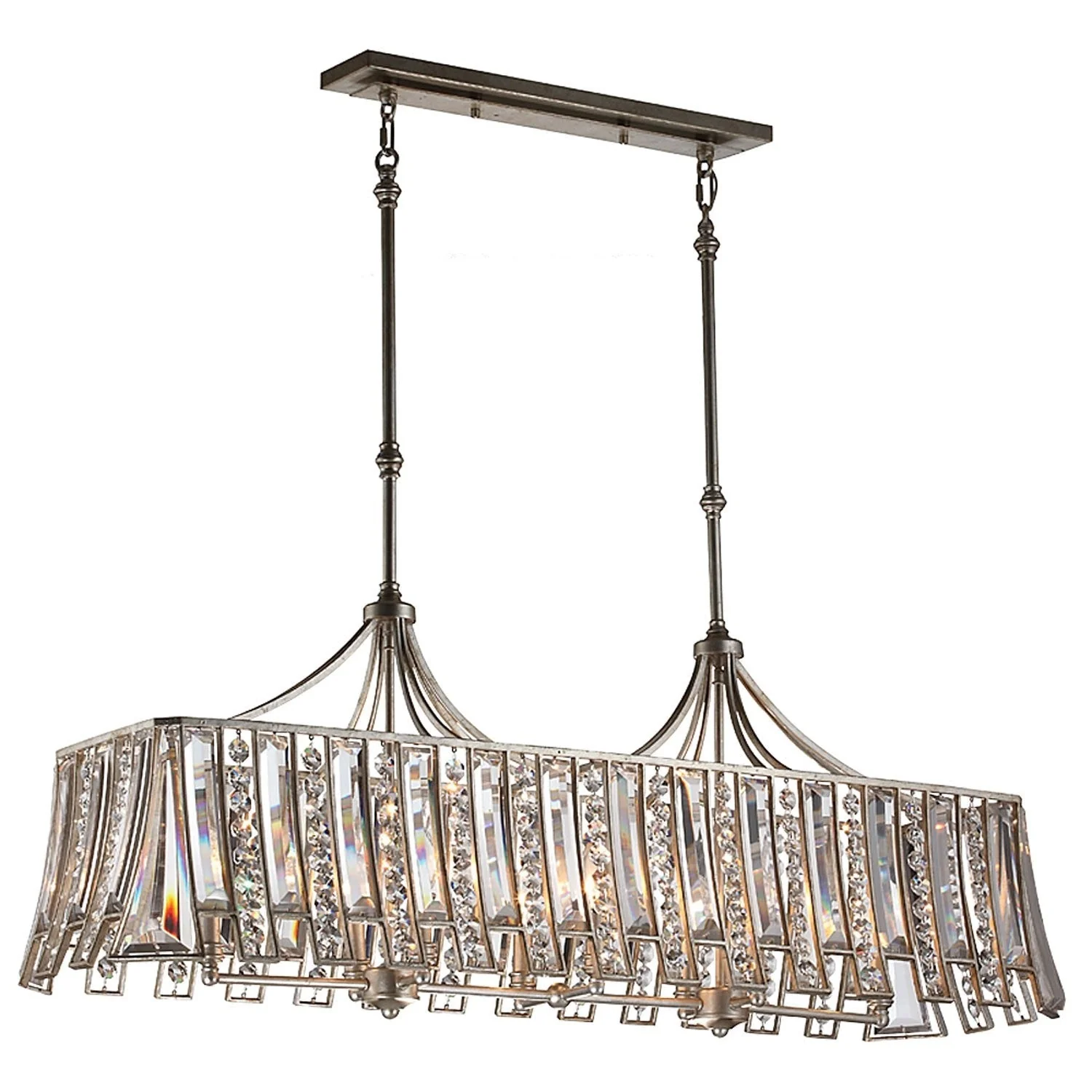 Silver Leaf Eight-Light Island Chandelier - Image 1