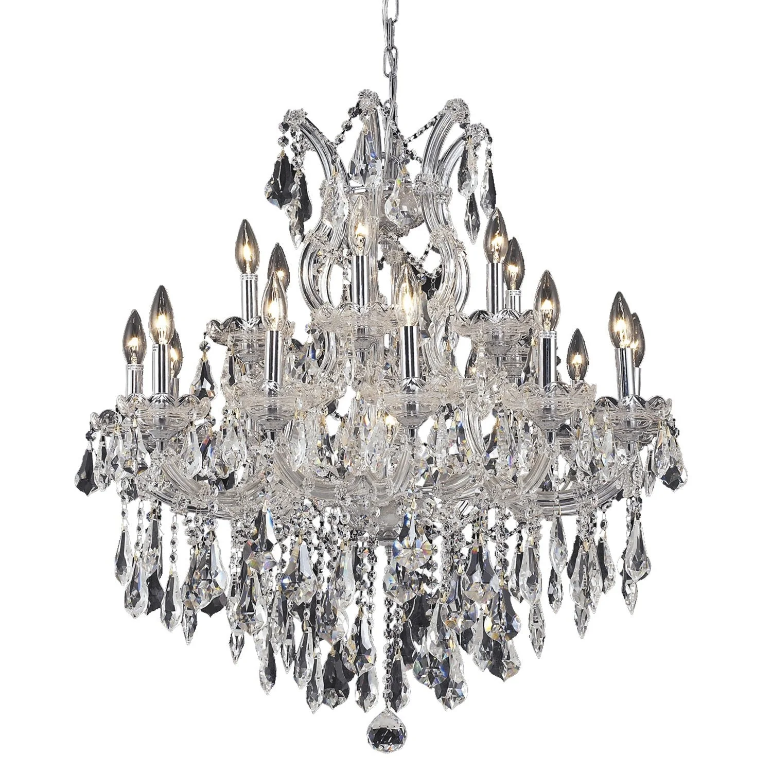 Maria Theresa Chrome Nineteen-Light 30-Inch Chandelier with Royal Cut Clear Crystal - Image 1