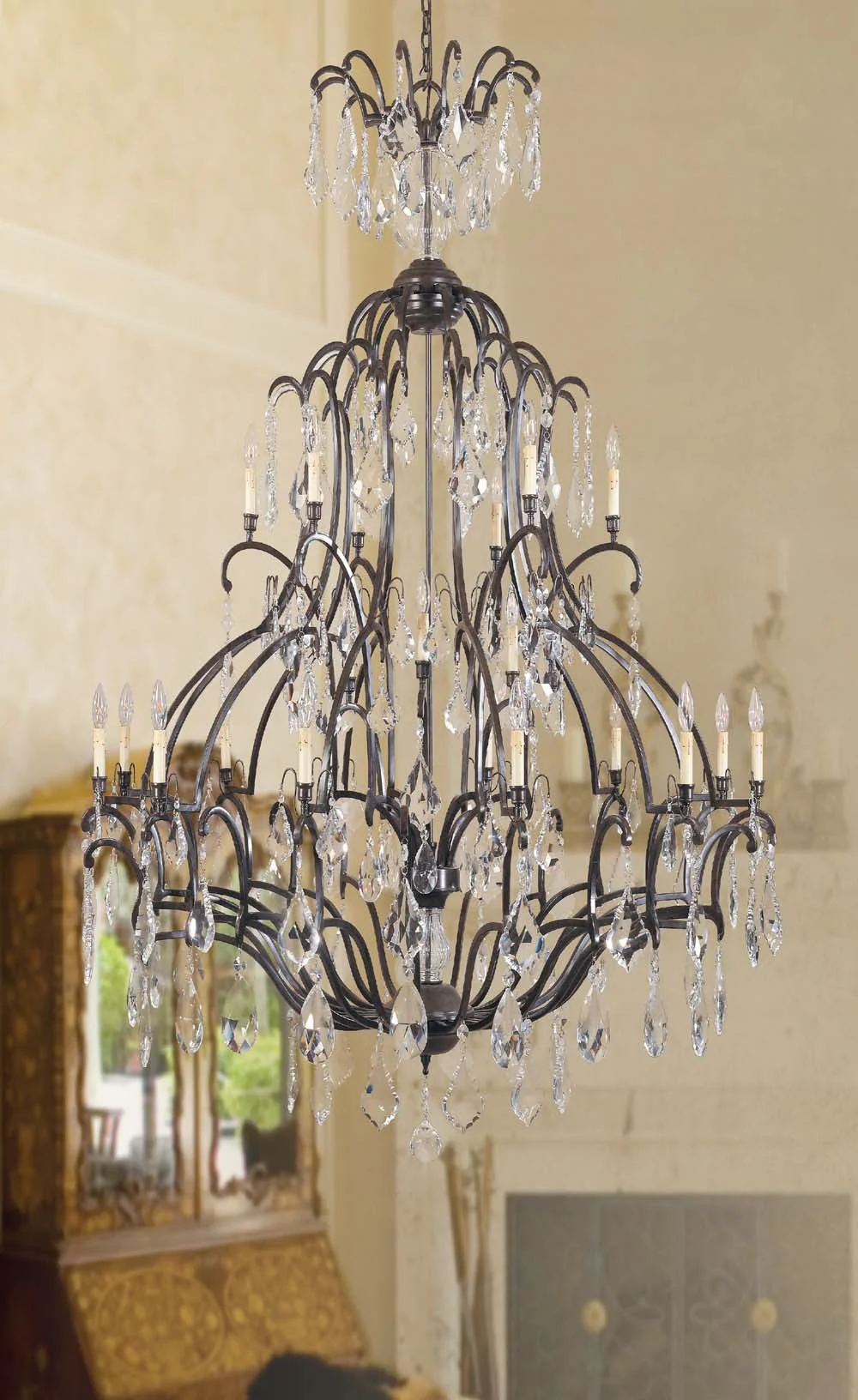 21 Lights Versailles crystal Chandeliers dressed with crystal pendants - Image 1