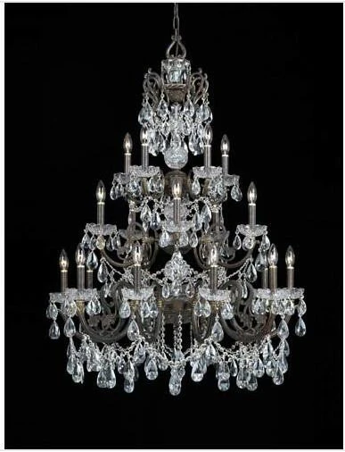 Bronze Clear Swarovski Strass Crystal Twenty-Light Chandelier - Image 1