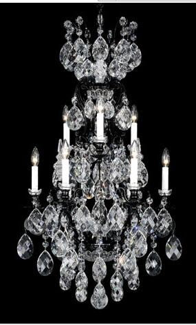 Black 10-Light Clear Heritage Handcut Crystal Chandelier, 21W x 40H x 21D - Image 1