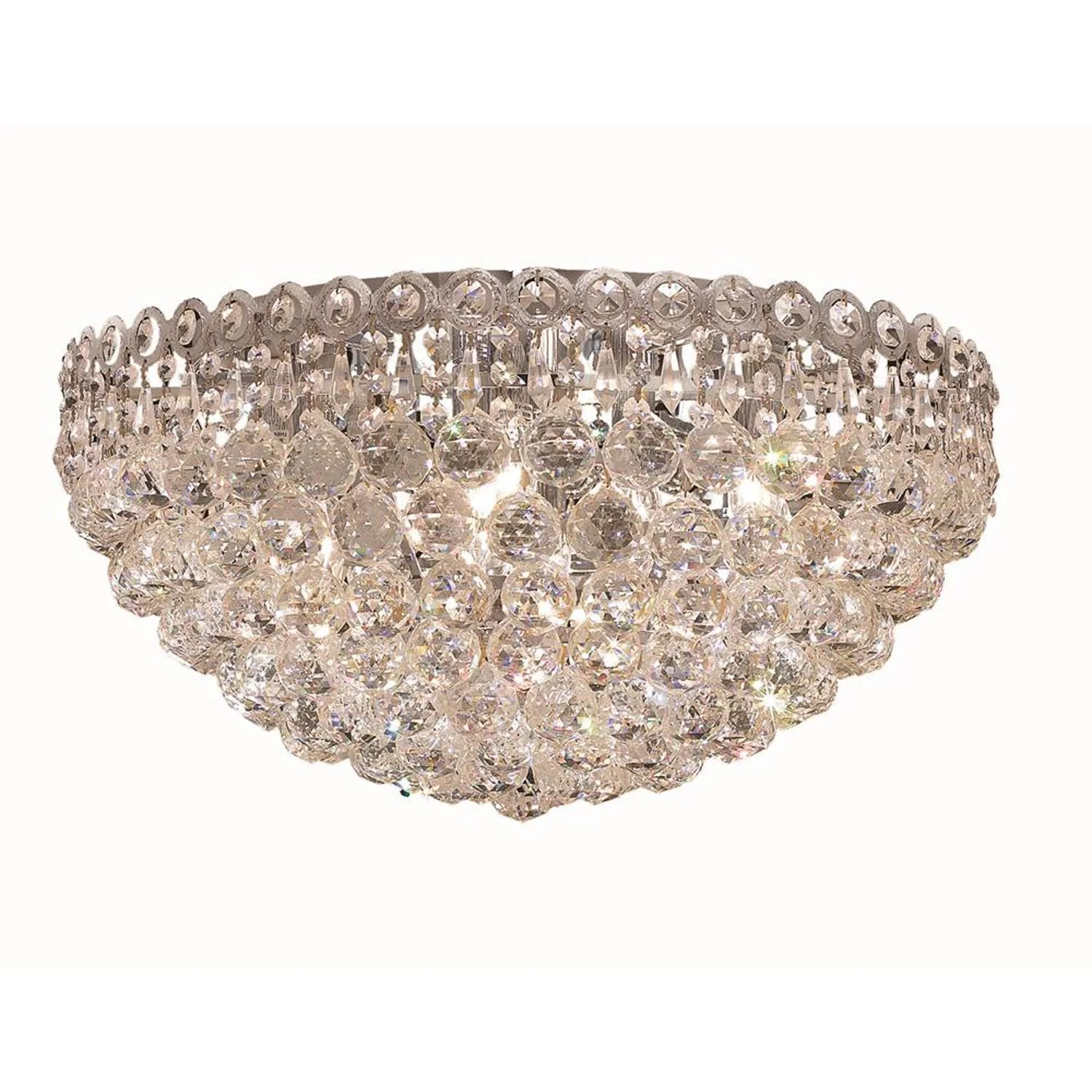 Century Round Chrome Nine-Light 20-Inch Flush Mount with Royal Cut Clear Crystal - Image 1