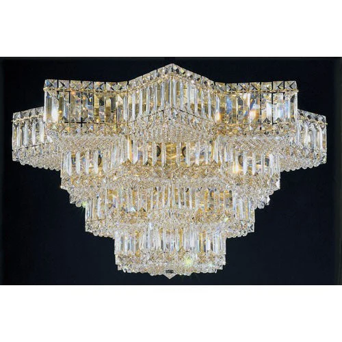 Gold 29-Light Clear Gemcut Flush Mount Light, 29.5W x 16H x 29.5D - Image 1