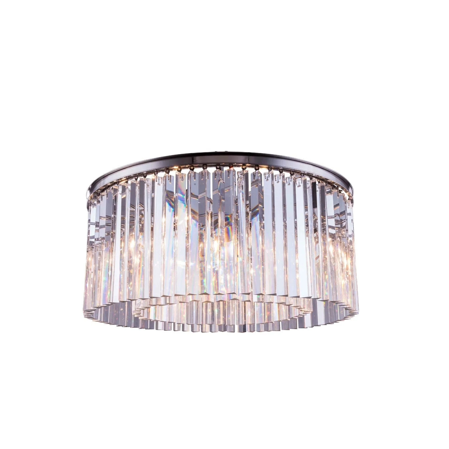 Sydney Polished Nickel Thirty-One-Inch Flushmount with Royal Cut Clear Crystals - Image 1