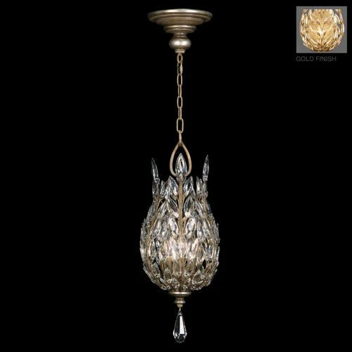 Crystal Laurel Gold Three-Light Lantern in Antiqued Gold Leafed Finish - Image 1