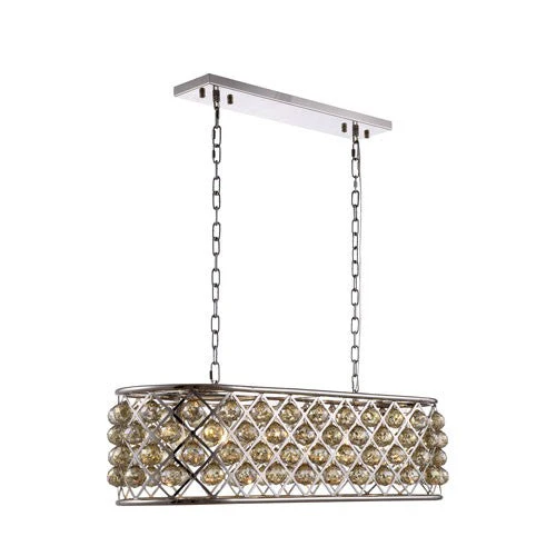Madison Polished Nickel Six-Light Pendant with Golden Teak Crystals - Image 1
