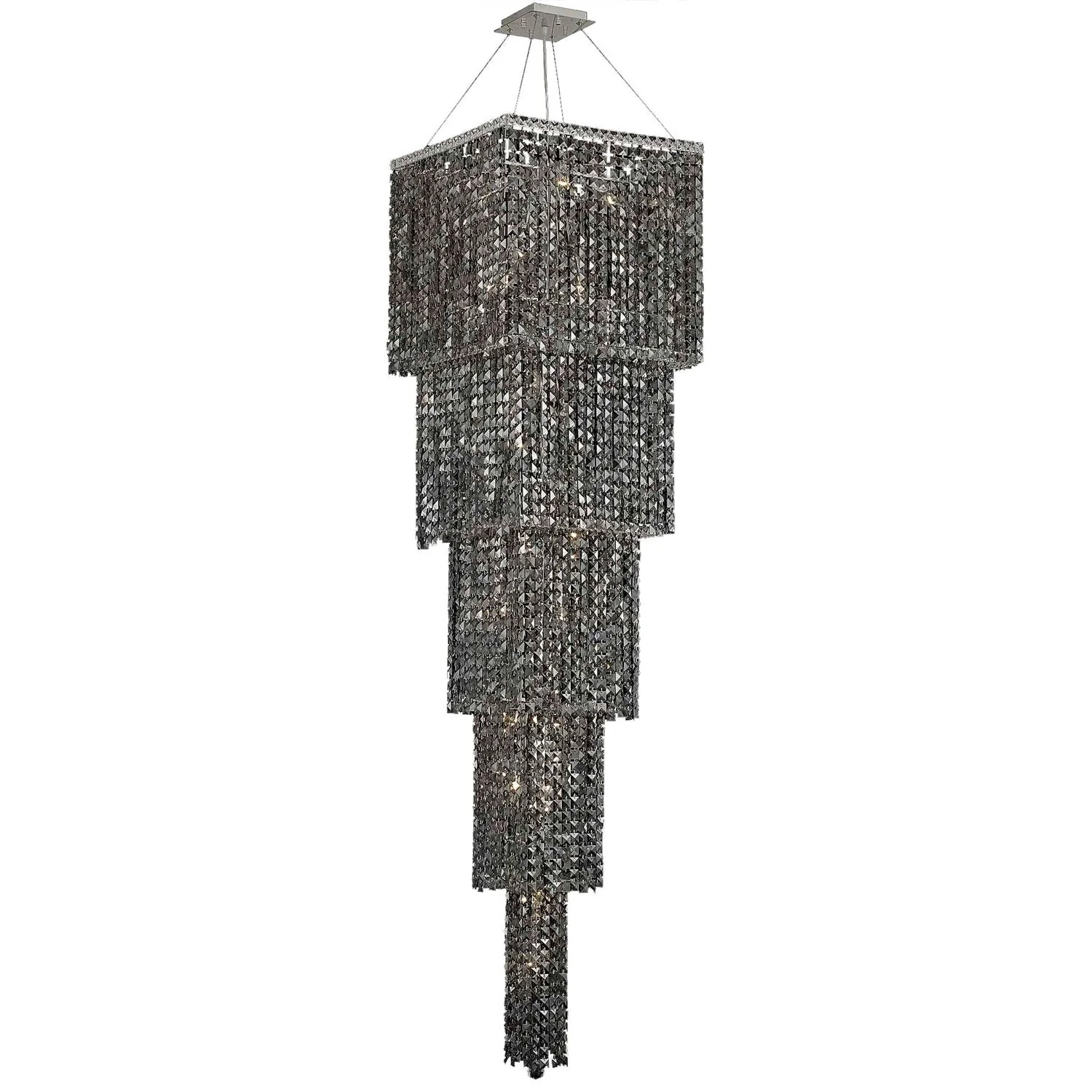Maxim Chrome Twenty-Two Light 22-Inch Five-Tier Square Pendant with Royal Cut Silver Grey Crystal - Image 1