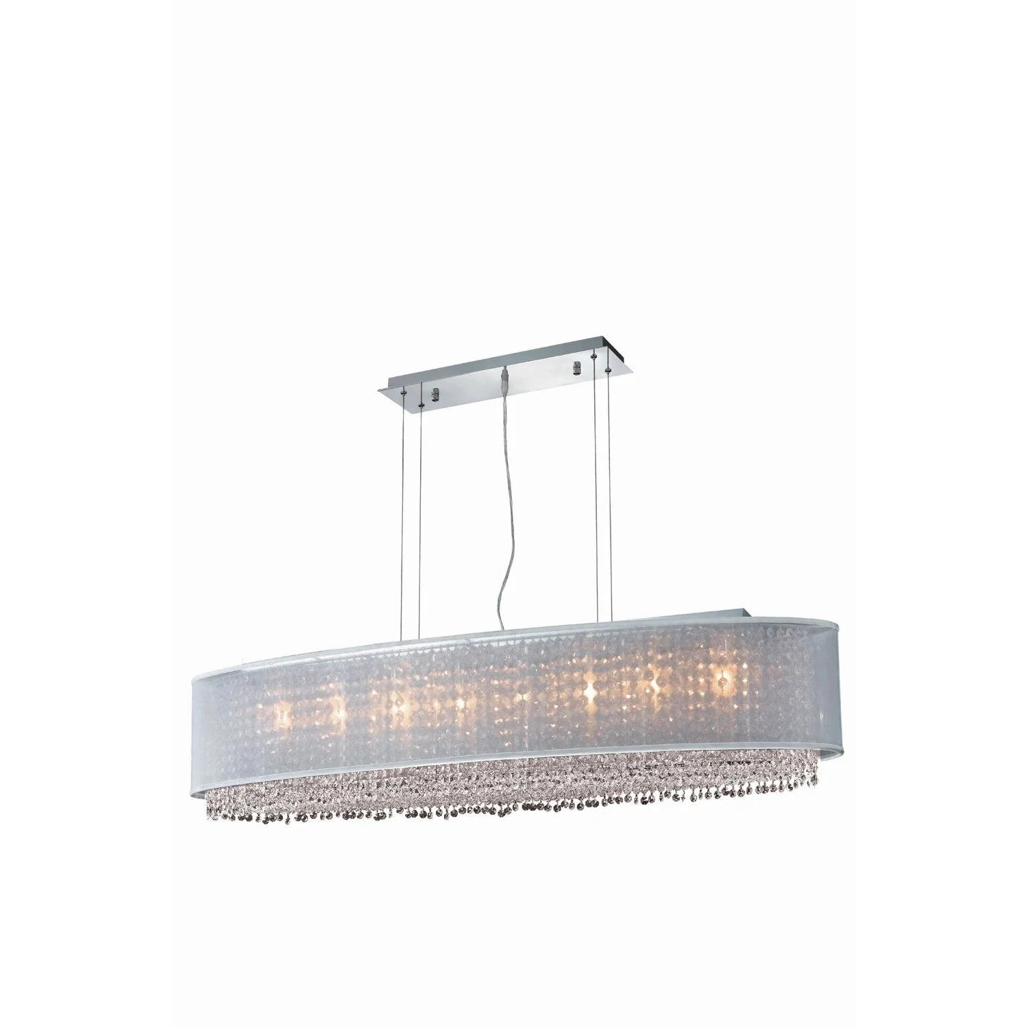 Moda Chrome Eight-Light Silver Shade Pendant with Rosaline and Clear Royal Cut Crystal - Image 1