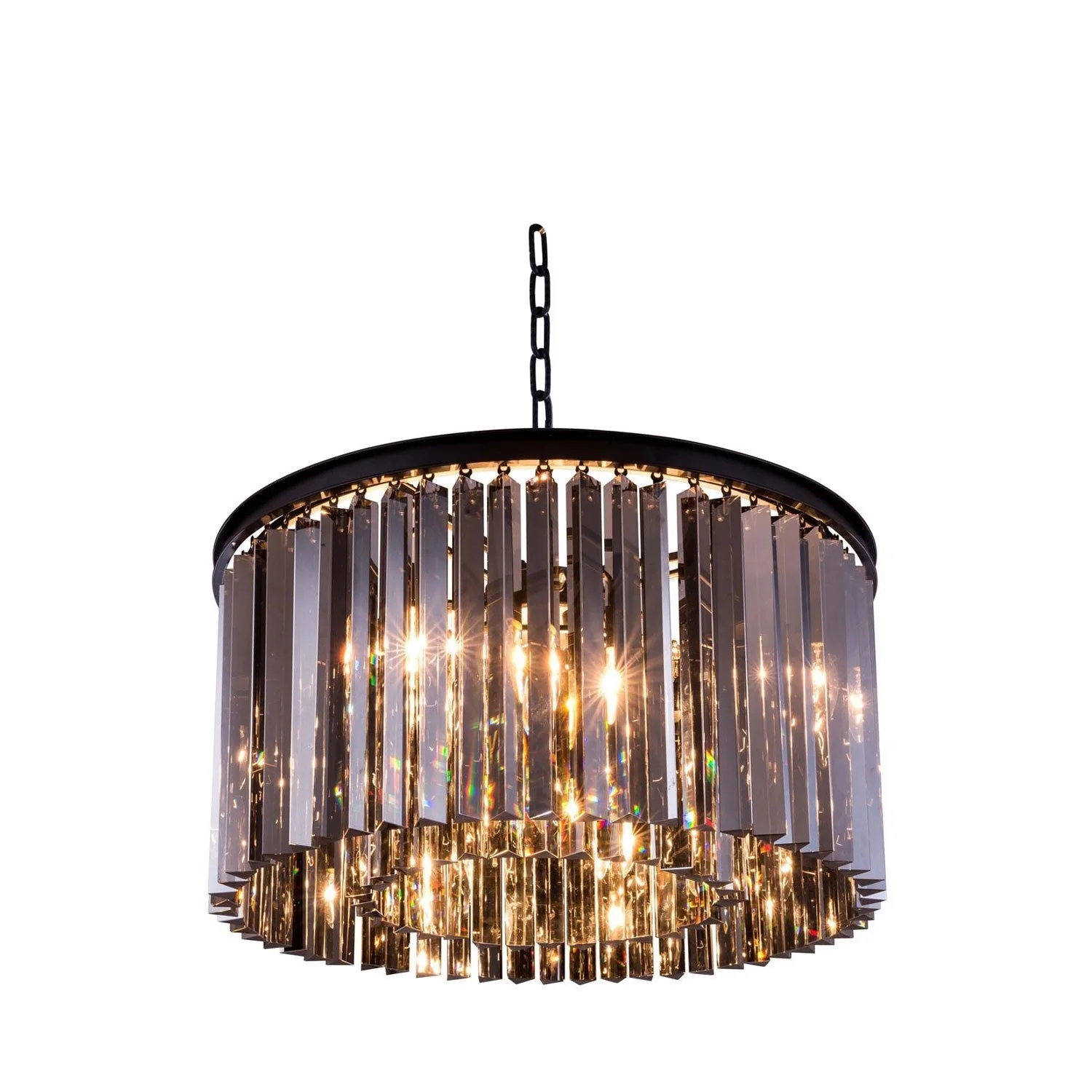 Sydney Mocha Brown Eight-Light Pendant with Royal Cut Silver Shade Crystals - Image 1