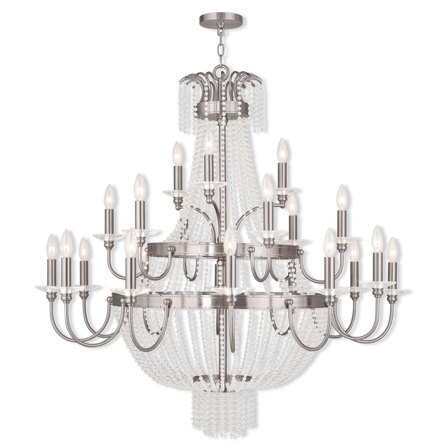 Brushed Nickel 42-Inch 21-Light Foyer Chandelier - Image 1