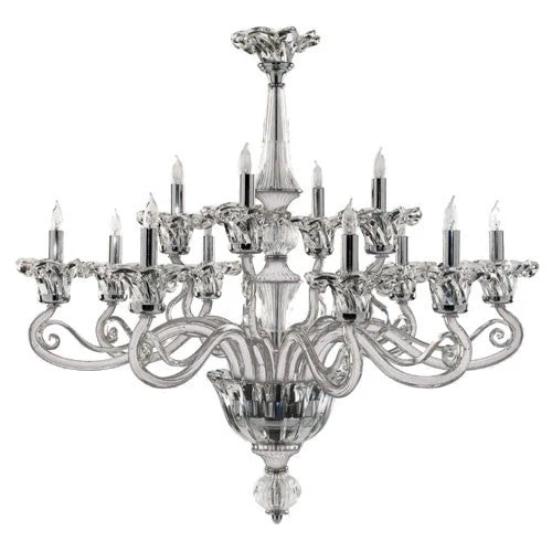 Chrome and Clear Glass 12-Light Chandelier - Image 1