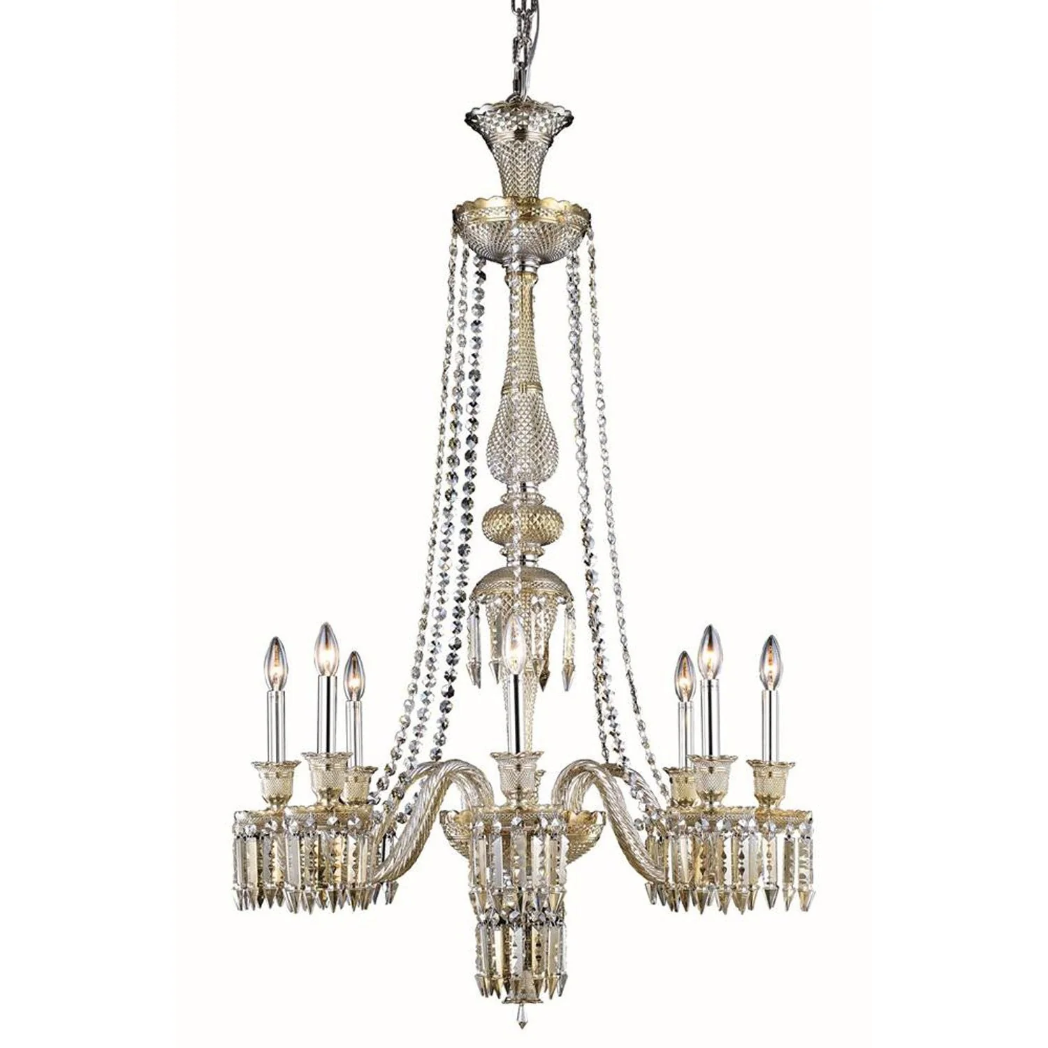 Golden Teak Eight Light 51-in Chandelier - Image 1
