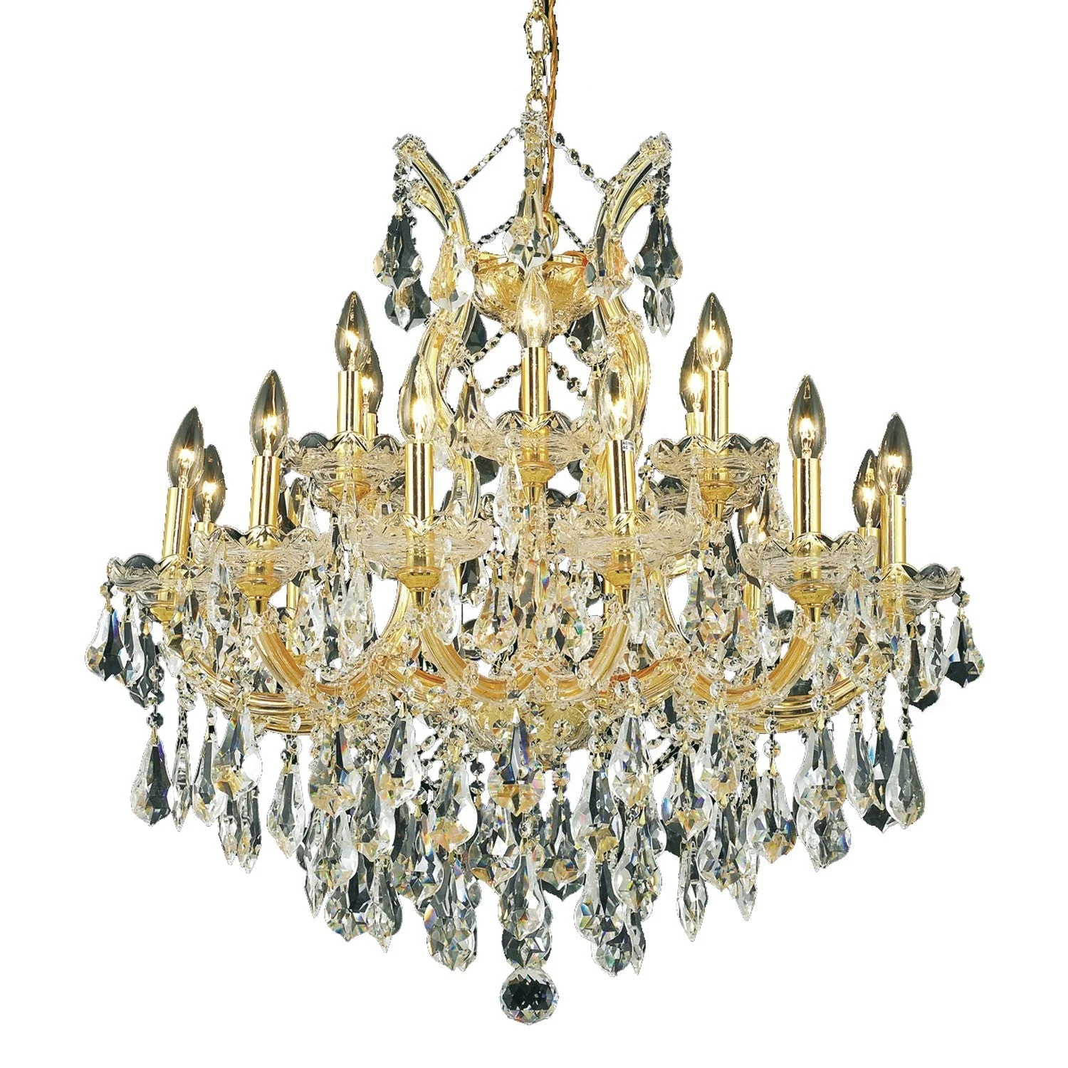 Maria Theresa Gold Nineteen-Light 30-Inch Chandelier with Royal Cut Clear Crystal - Image 1
