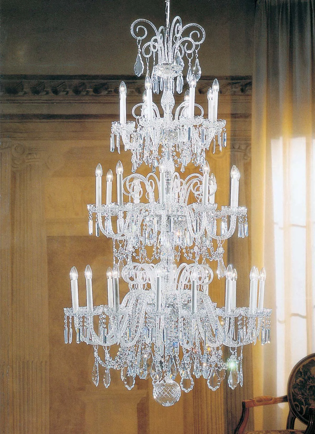 34 Lights Bohemian Crystal chandelier in polished chrome finish - Image 1