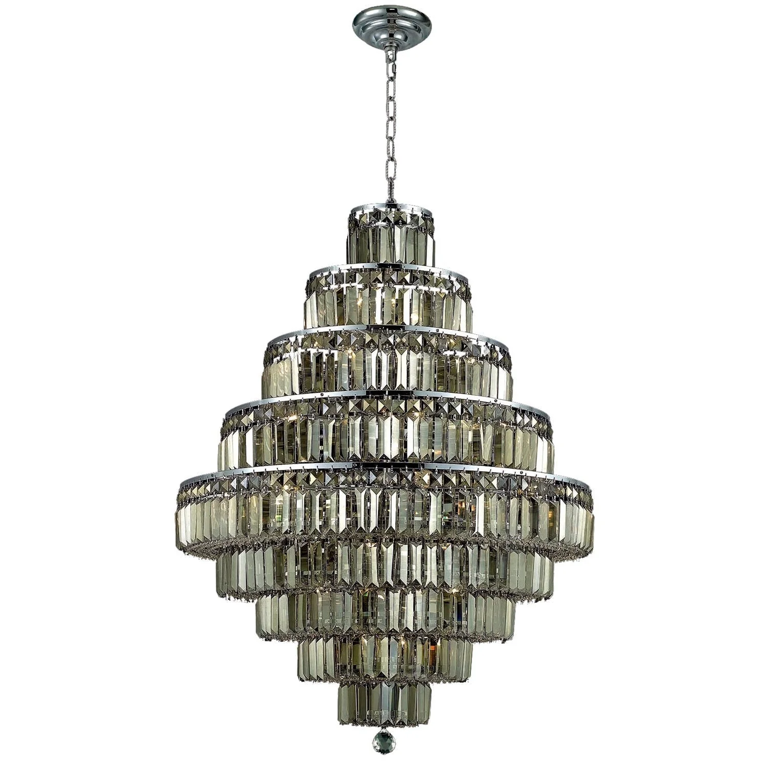 Maxim Chrome Twenty-Light 30-Inch Nine-Tier Chandelier with Royal Cut Golden Teak Smoky Crystal - Image 1