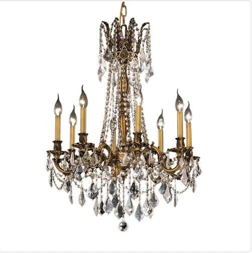 Gold Eight-Light 24-Inch Chandelier with Royal Cut Clear Crystal - Image 1