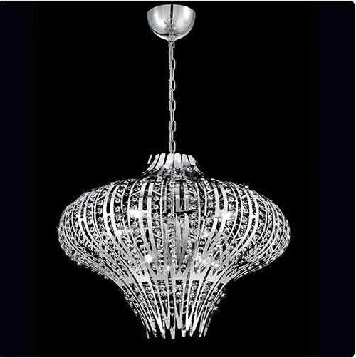 Chrome Nine-Light 27-Inch Wide Chandelier with Clear Crystal - Image 1