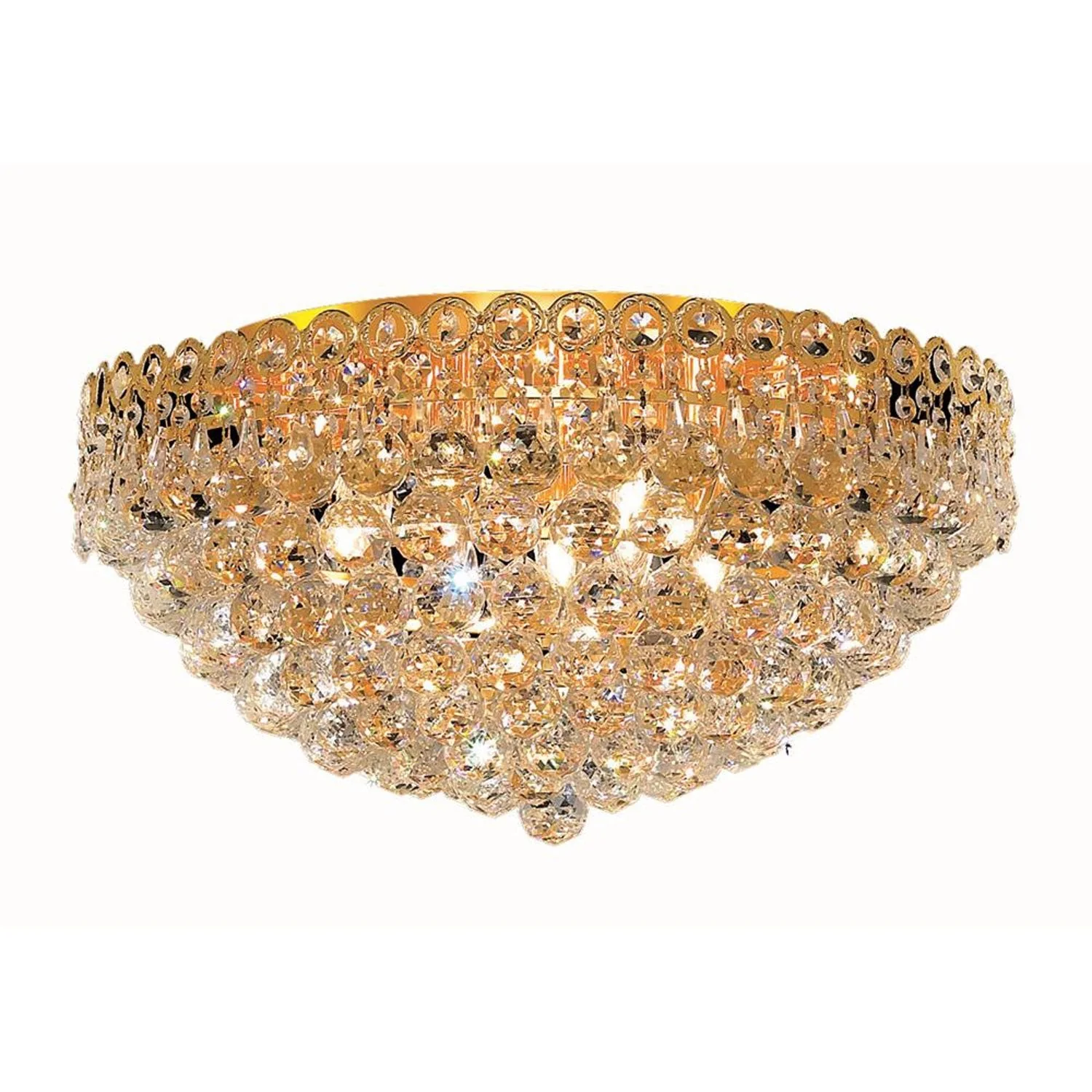 Century Round Gold Nine-Light 20-Inch Flush Mount with Royal Cut Clear Crystal - Image 1