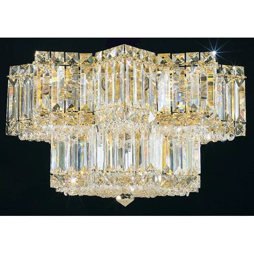 Gold Nine-Light Clear Gemcut Flush Mount Light, 17W x 10.5H x 17D - Image 1