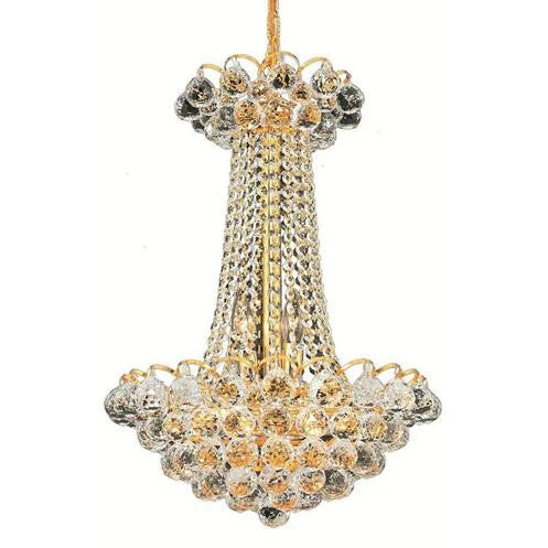 Gold Nine-Light 16-Inch Chandelier with Royal Cut Clear Crystal - Image 1