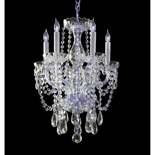 Polished Chrome Five-Light Hand Cut Crystal Chandelier - Image 1