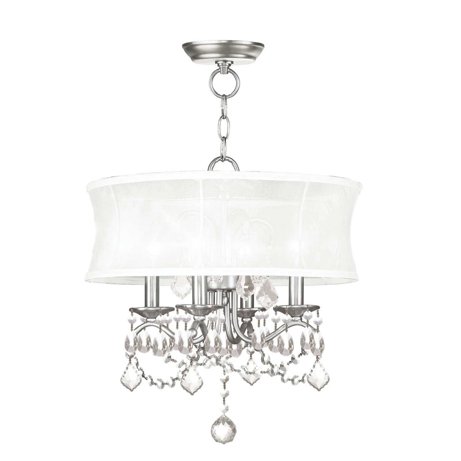 Brushed Nickel Four-Light Convertible Semi-Flush - Image 1