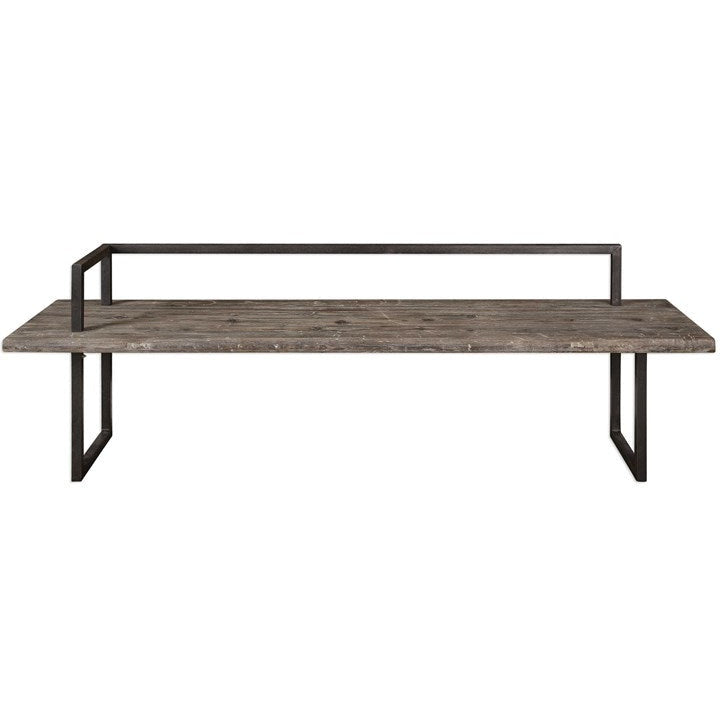 Uttermost Herbert Reclaimed Fir Wood Rustic Modern Aged Black Iron Bench - Image 2