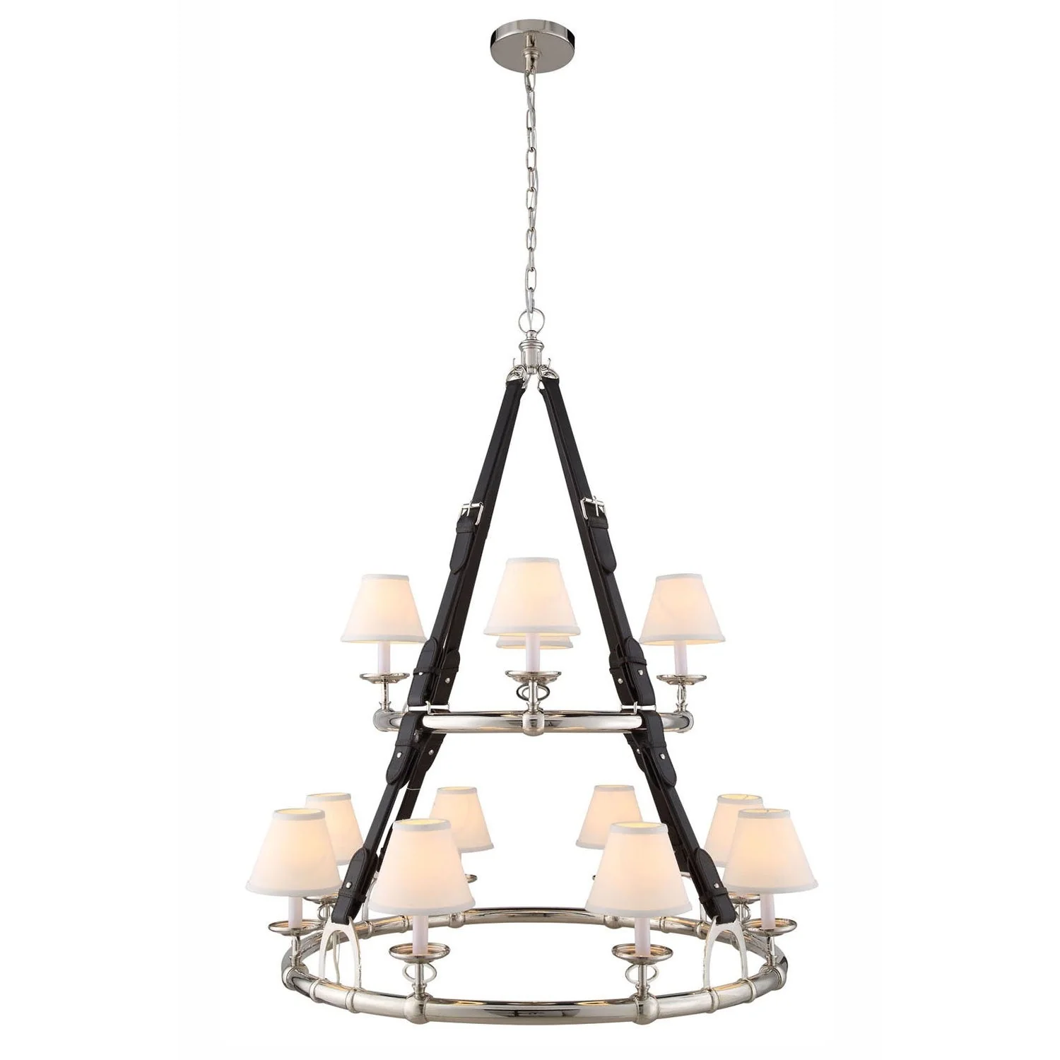 Cascade Polished Nickel Twelve-Light Chandelier - Image 1