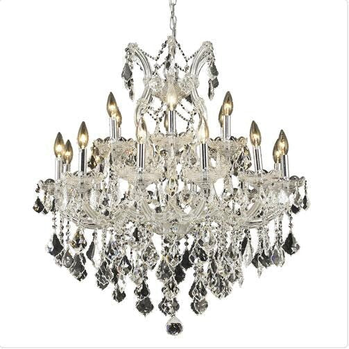 Chrome Nineteen-Light 30-Inch Chandelier with Royal Cut Clear Crystal - Image 1