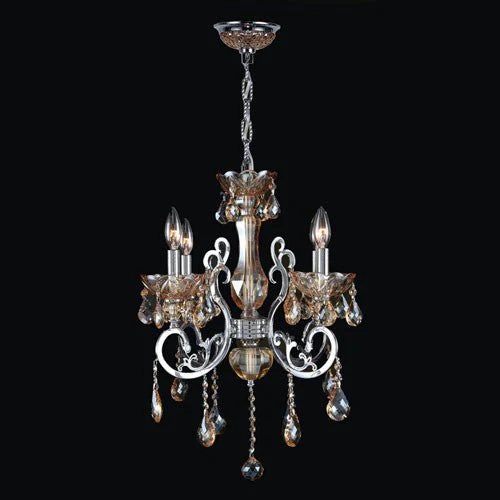 Four-Light Chrome Finish with Amber Crystal Chandelie - Image 1