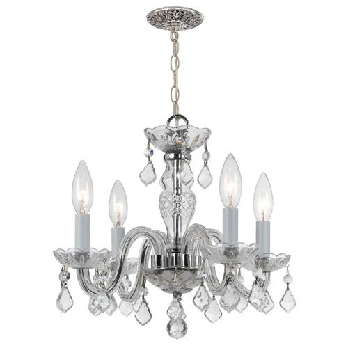 Polished Chrome Four-Light Chandelier with Swarovski Elements Crystals - Image 1