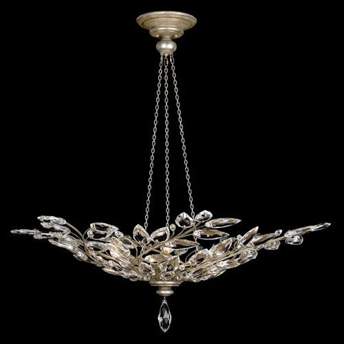 Crystal Laurel Six-Light Pendant in Warm Silver Leaf Finish - Image 1