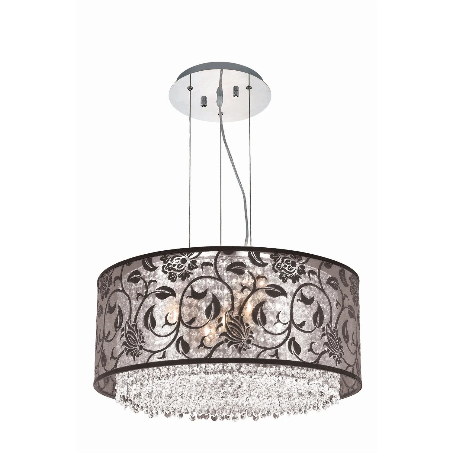Moda Chrome Five-Light Black Shade Pendant with Rosaline and Clear Royal Cut Crystal - Image 1
