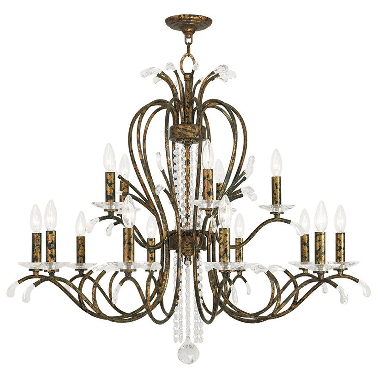 Golden Bronze 38-Inch 15-Light Chandelier - Image 1