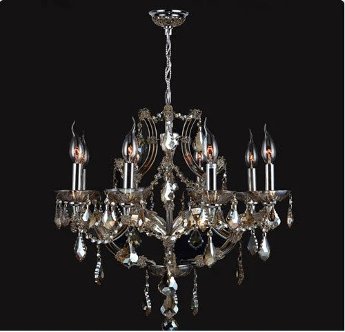Eight-Light ChromeFinish with GoldenTeak Crystal Chandelier - Image 1