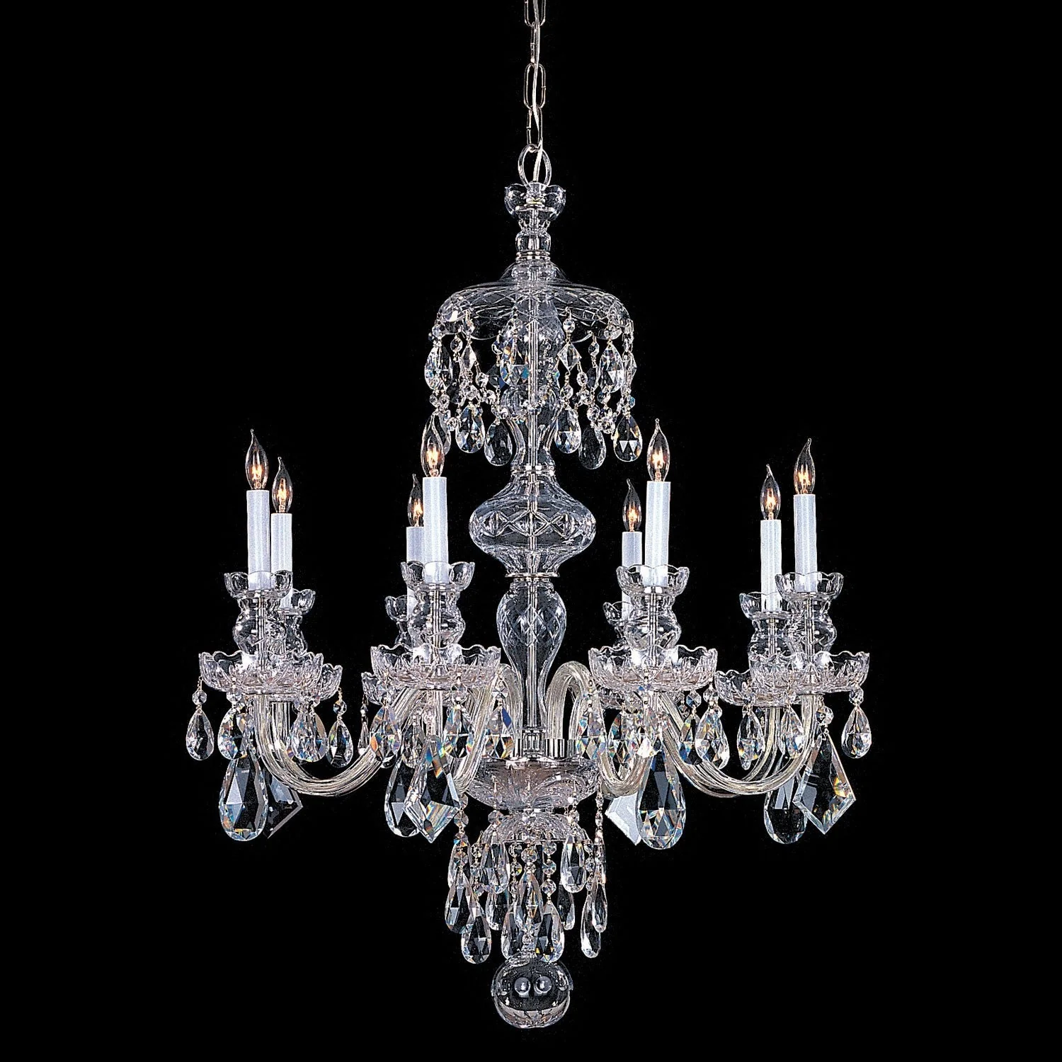 Group Traditional Crystal Swarovski Spectra Crystal Polished Chrome Eight-Light Chandelier - Image 1