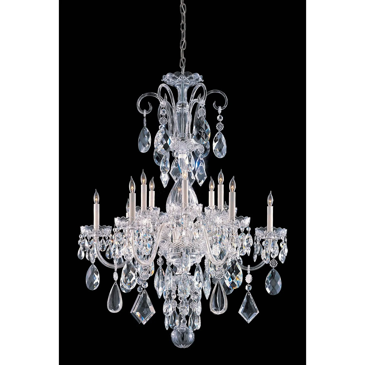 Traditional Crystal Polished Chrome Twelve-Light Crystal Chandelier - Image 1