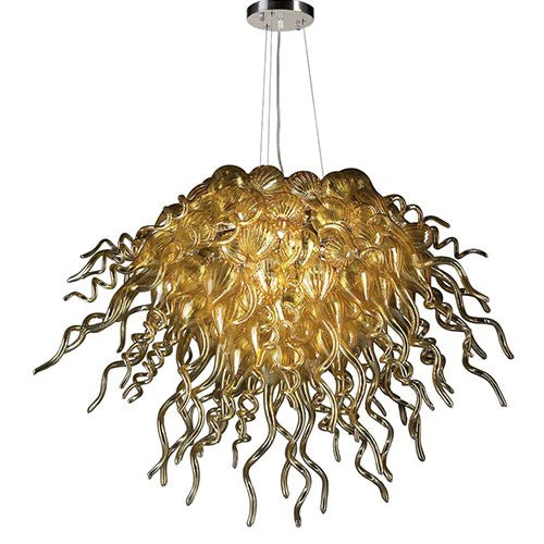 Elixir Polished Chrome 12-Light Chandelier with Amber Glass - Image 1