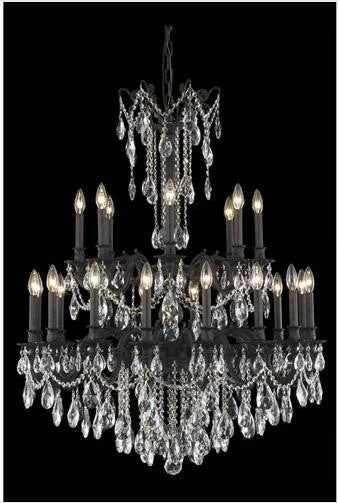 Bronze 24-Light Chandelier with Elegant Cut Crystal - Image 1