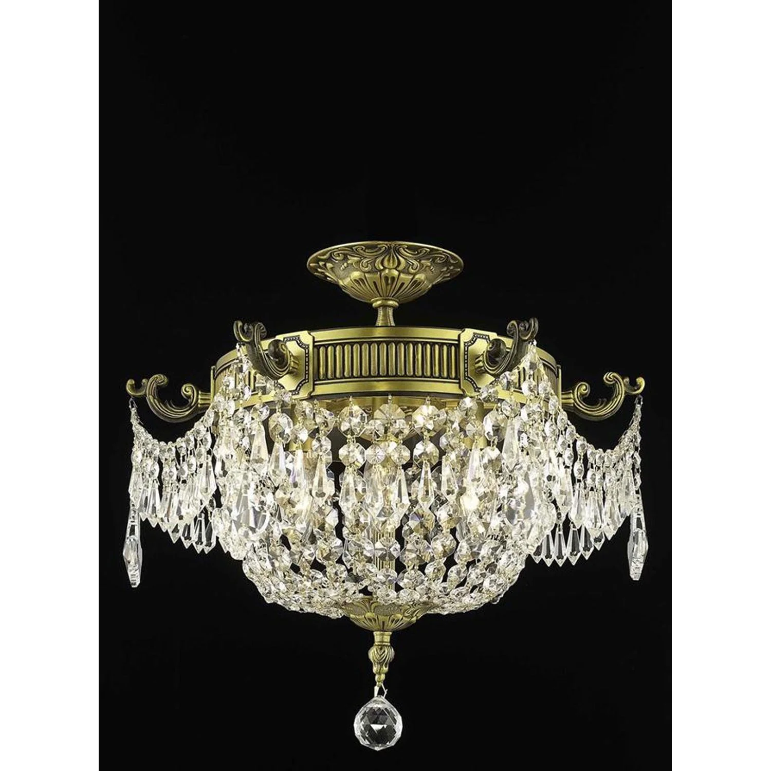 Esperanza Antique Bronze Three-Light Flush Mount with Royal Cut Crystal - Image 1