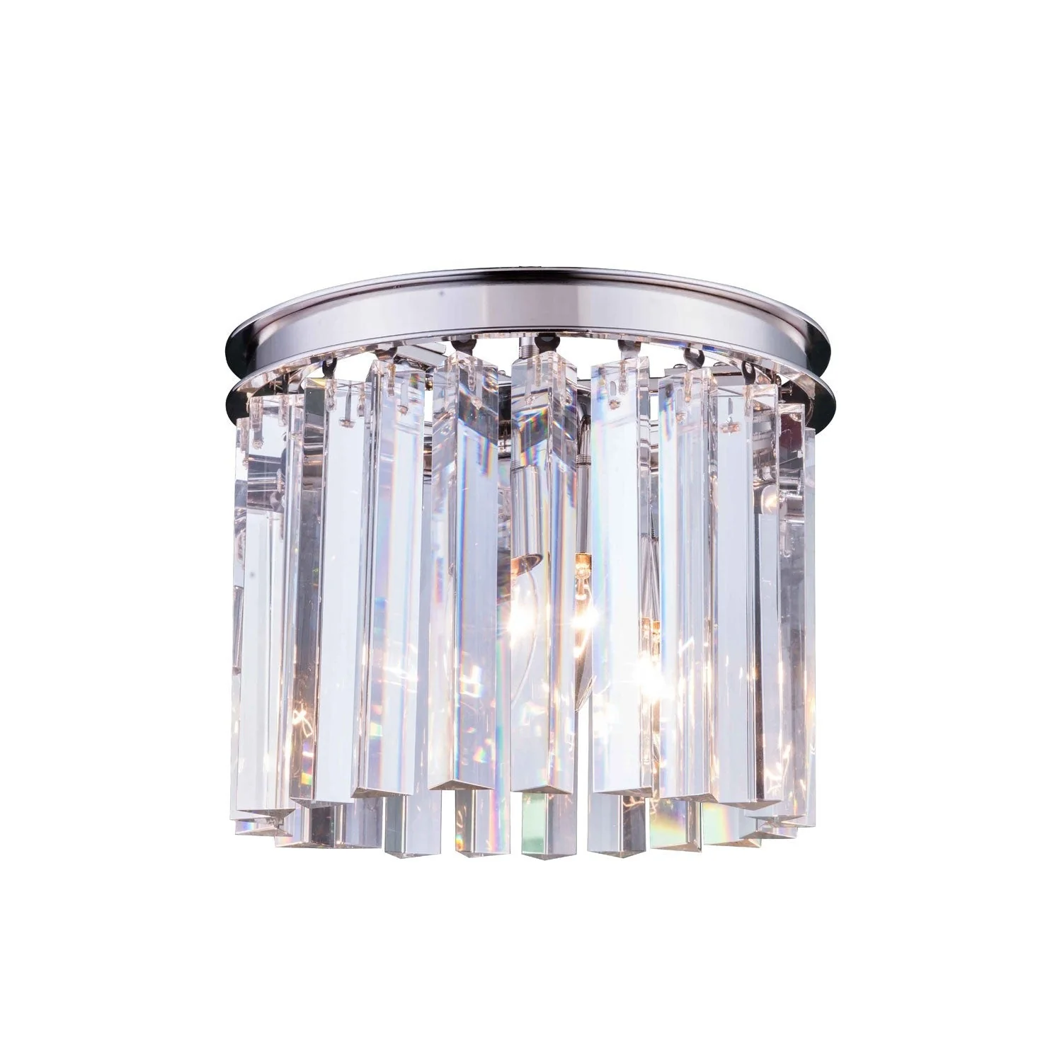 Sydney Polished Nickel Twelve-Inch Flushmount with Royal Cut Clear Crystals - Image 1