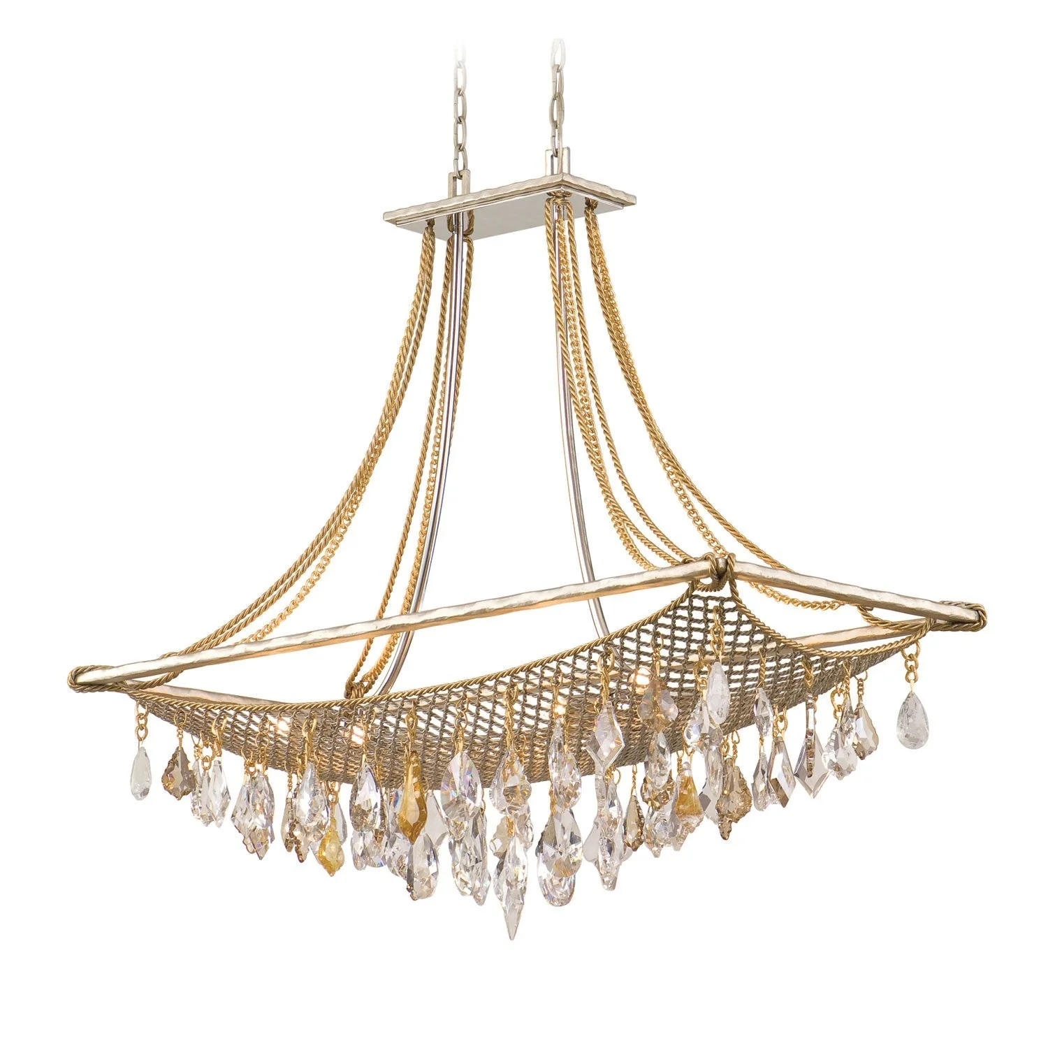 Silver And Gold Leaf Eight-Light Island Pendant - Image 1