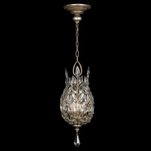 Crystal Laurel Three-Light Lantern in Warm Silver Leaf Finish - Image 1