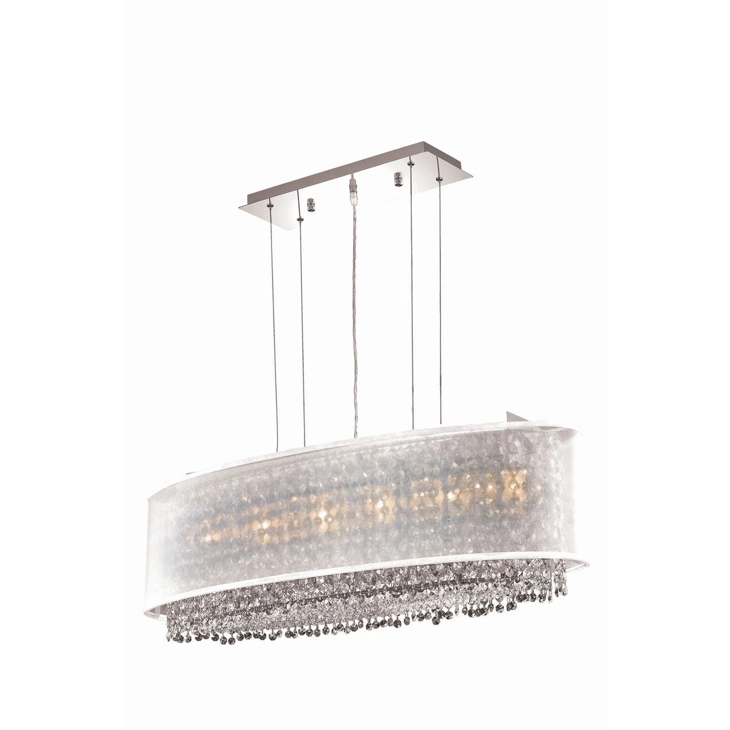 Moda Chrome Five-Light Metal Shade Pendant with Golden Teak and Clear Royal Cut Crystal - Image 1