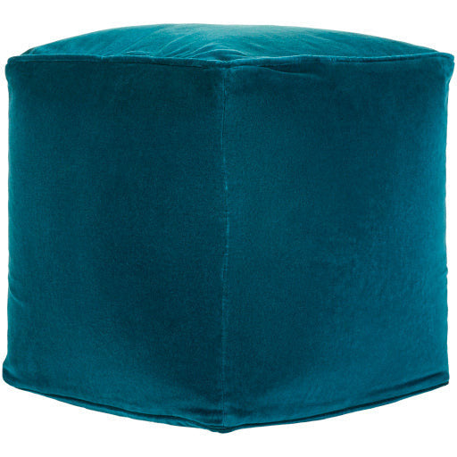 Surya Modern Teal Blue Cotton Velvet Pouf Ottoman CVPF-021 - Image 2
