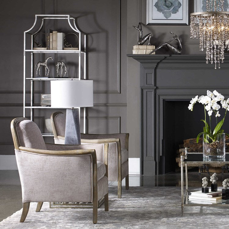 Uttermost Aurelie Silver Leaf Contemporary Etagere Bookcase - Image 3