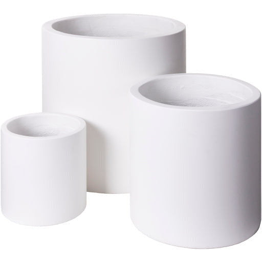 Surya Seastone Collection Modern Set of 3 Brushed Matte White Concrete Outdoor Floor Vases SST-009 - Image 2